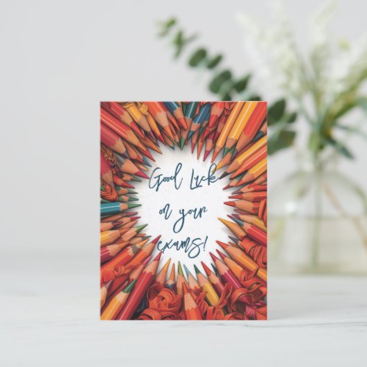 Succes met je schoolexamens briefkaart (Staand voorkant)