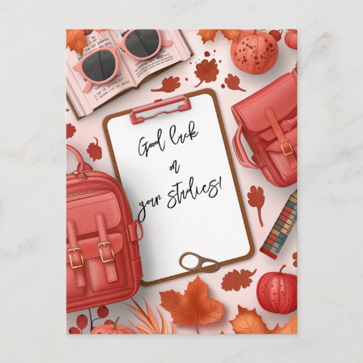 Succes met je schoolstudie briefkaart (Voorkant)