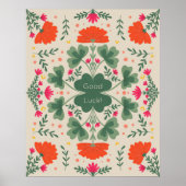 Succes met klaveren en bloemen poster (Voorkant)