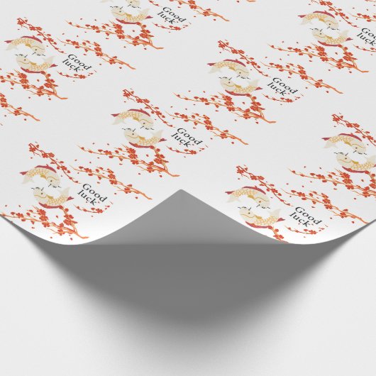Succes met Koi Fish en Sakura | Elegant Japans Cadeaupapier (Hoek)