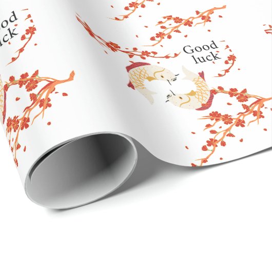 Succes met Koi Fish en Sakura | Elegant Japans Cadeaupapier (Rol Hoek)