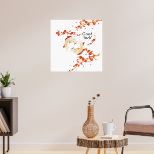 Succes met Koi Fish en Sakura   Elegant Japans Poster