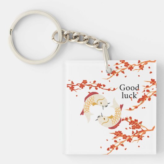 Succes met Koi Fish en Sakura | Elegant Japans Sleutelhanger (voorkant)