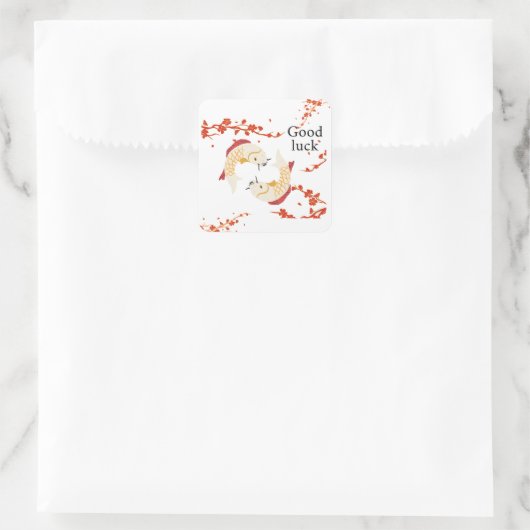 Succes met Koi Fish en Sakura | Elegant Japans Vierkante Sticker (Tas)