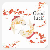 Succes met Koi Fish en Sakura | Elegant Japans Vierkante Sticker (Voorkant)