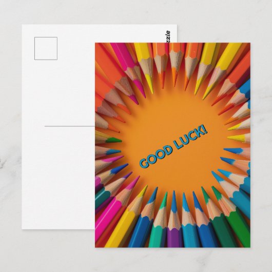 Succes met potloden terug naar school briefkaart (Voorkant / Achterkant)