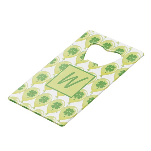 Succes met St. Patrick's Clovers Creditkaart Flessenopener (Voorkant Gekanteld)