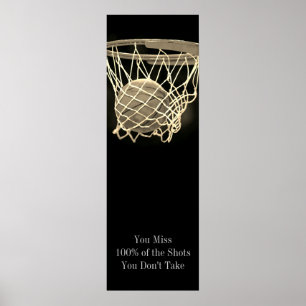 Succes Motivatie Basketball Sepia Poster