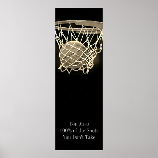 Succes Motivatie Basketball Sepia Poster (Voorkant)