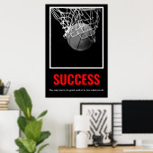 Succes Motivatie Basketball Trendy Poster (Thuiskantoor)