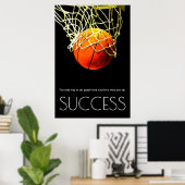Succes Motivatie Basketball Trendy Poster (Thuiskantoor)