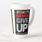 Succes nooit opgeven nooit overgeven groot latte mok (Rechterhoek)