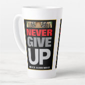 Succes nooit opgeven nooit overgeven groot latte mok (Linkerhoek)