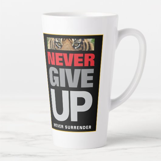 Succes nooit opgeven nooit overgeven groot latte mok (Rechts)