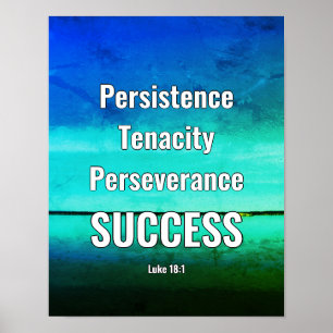 SUCCES   Perseistisch blijven   Schrift AQUA Poster