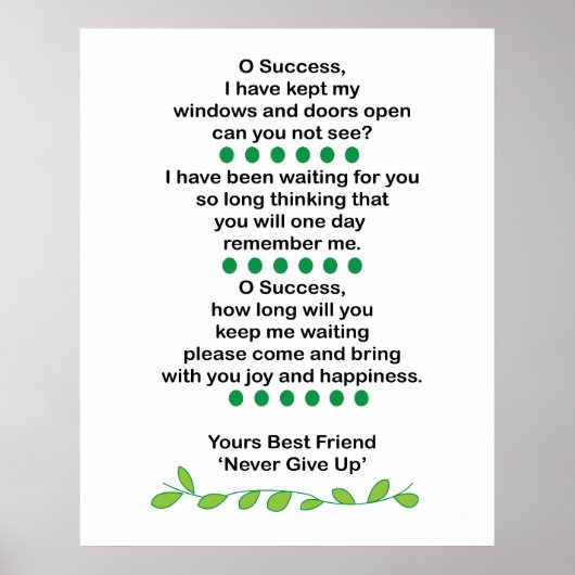 Succes Poëzie Inspirerend Motiverend Poster (Voorkant)
