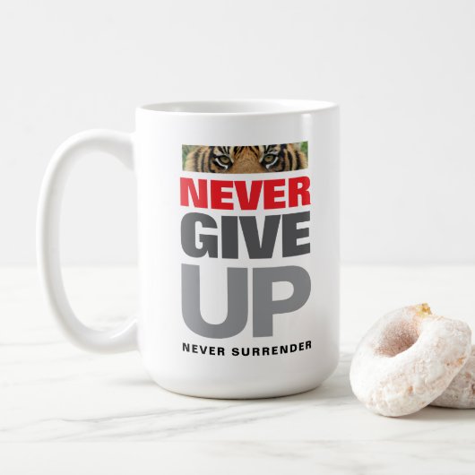 Succes Quote Nooit Opgeven Nooit Overgeven Koffiemok (Met donut)