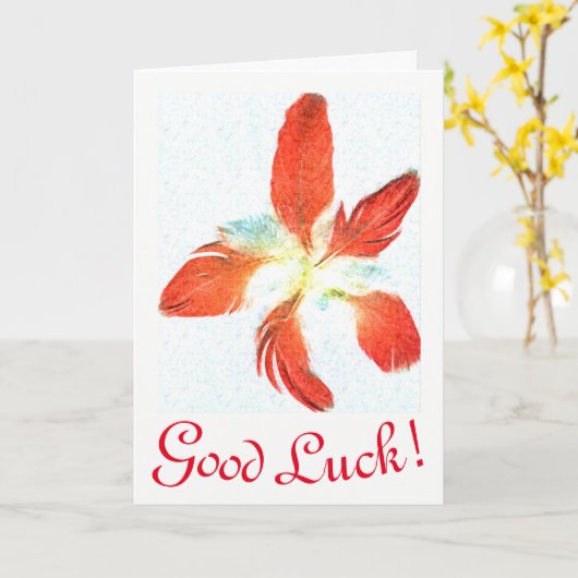 Succes, Red Feathers wenskaart Kaart (Gele Bloem)