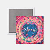 Succes Roze  Leuk Bloemen Inspirivity Magneet (Voorkant / Achterkant)