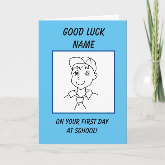 Succes schooljongen eerste schooldag kaart (Voorkant)