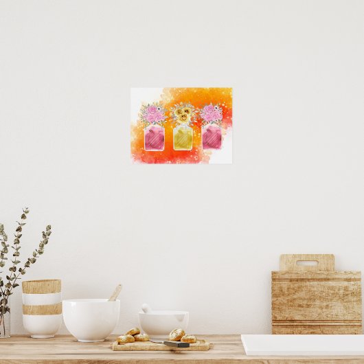 Succes set van drie parfum fles boeket poster (Keuken)