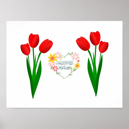 Succes set van drie rode tulpen poster (Voorkant)