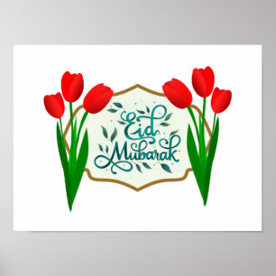 Succes set van drie rode tulpen poster