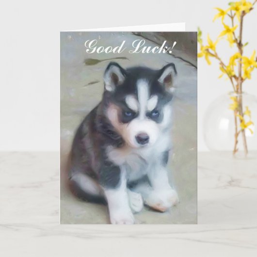 Succes Siberische Husky Puppykaart Kaart (Gele Bloem)