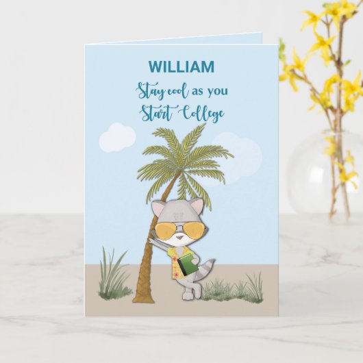 Succes Starting College Custom Naam Grappig Cool Kaart (Gele Bloem)