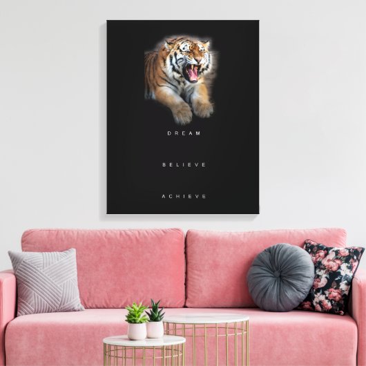 Succes Stijlvolle Motivatie Quote Abstracte Tijger Canvas Afdruk (Insitu (Woonkamer))