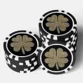 Succes Symbool Vier Blad Klaver Zwart en Goud Pokerchips (Opstapeling)