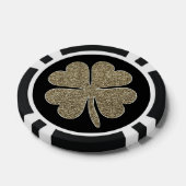 Succes Symbool Vier Blad Klaver Zwart en Goud Pokerchips (Enkel)