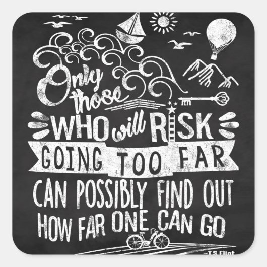 Succes Verwezenlijking Doorzettingsvermogen Typogr Vierkante Sticker (Voorkant)