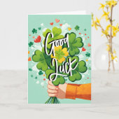 Succes vier blad klaver boeket bloemen kaart (Gele Bloem)