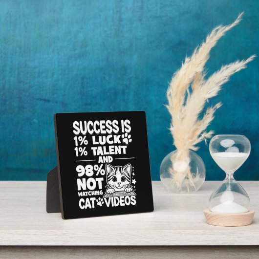 Succes vs Cat Video's - Grappig Schattige Motivati Fotoplaat (Insitu)
