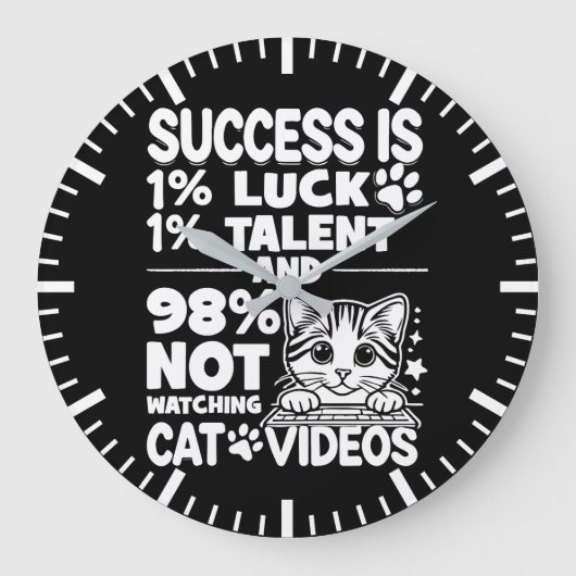 Succes vs Cat Video's - Grappig Schattige Motivati Grote Klok (Voorkant)