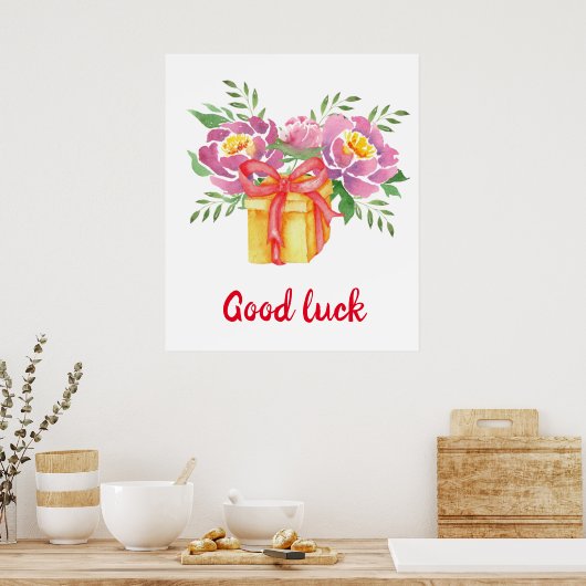 Succes Waterverf peonies Cute Poster (Keuken)
