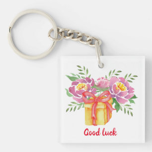 Succes Waterverf peonies Cute Sleutelhanger