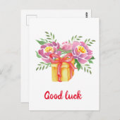 Succes Waterverf pioenrozen Schattig   Briefkaart (Voorkant / Achterkant)