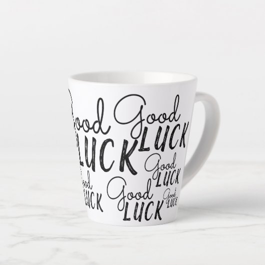 Succes Zwart Wit Typografie Lucky Latte Mok (Rechterhoek)
