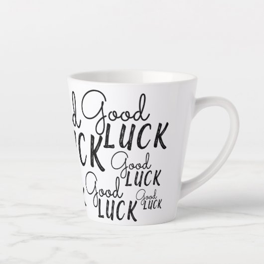 Succes Zwart Wit Typografie Lucky Latte Mok (Rechts)