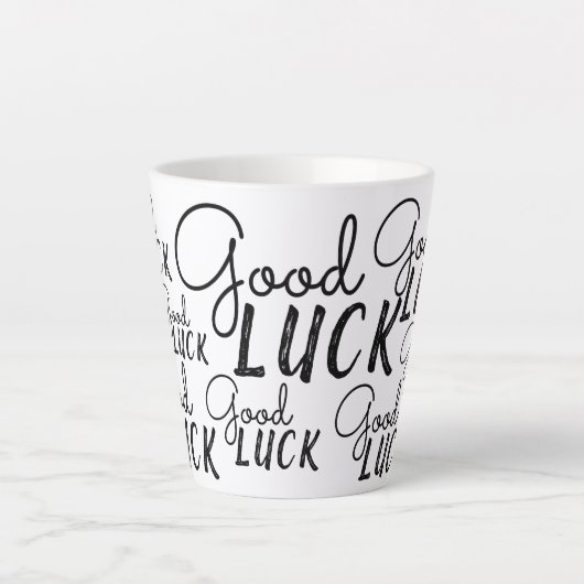Succes Zwart Wit Typografie Lucky Latte Mok (Voorkant)