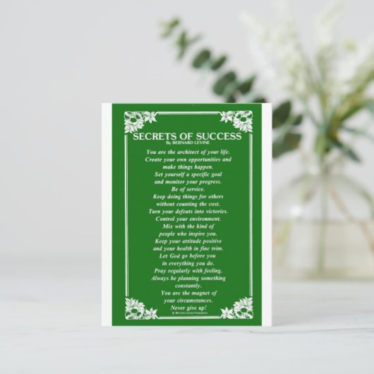 SUCCESGEHEIM VAN BERNARD LEVINE BRIEFKAART (Staand voorkant)