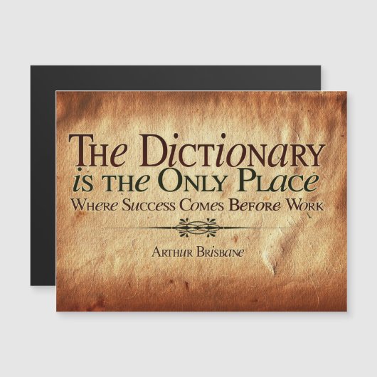 Success Comes Before Work Magnetic Postcard Magnetische Uitnodiging (Voorkant / Achterkant)