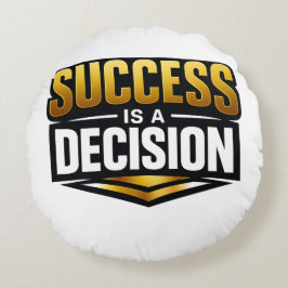 Success Gold Typography on Black Rond Kussen