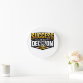 Success Gold Typography on Black Ronde Klok (Huis)
