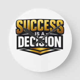 Success Gold Typography on Black Ronde Klok
