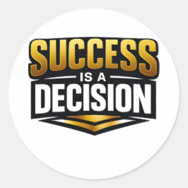 Success Gold Typography on Black Ronde Sticker