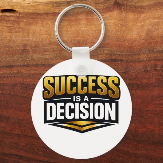 Success Gold Typography on Black Sleutelhanger (Voorkant)