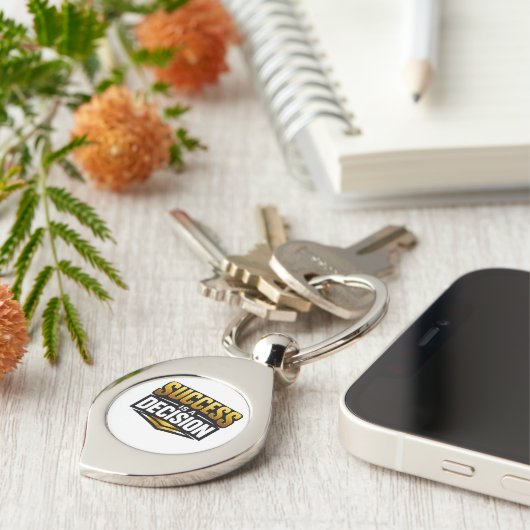 Success Gold Typography on Black Sleutelhanger (Zijkant)